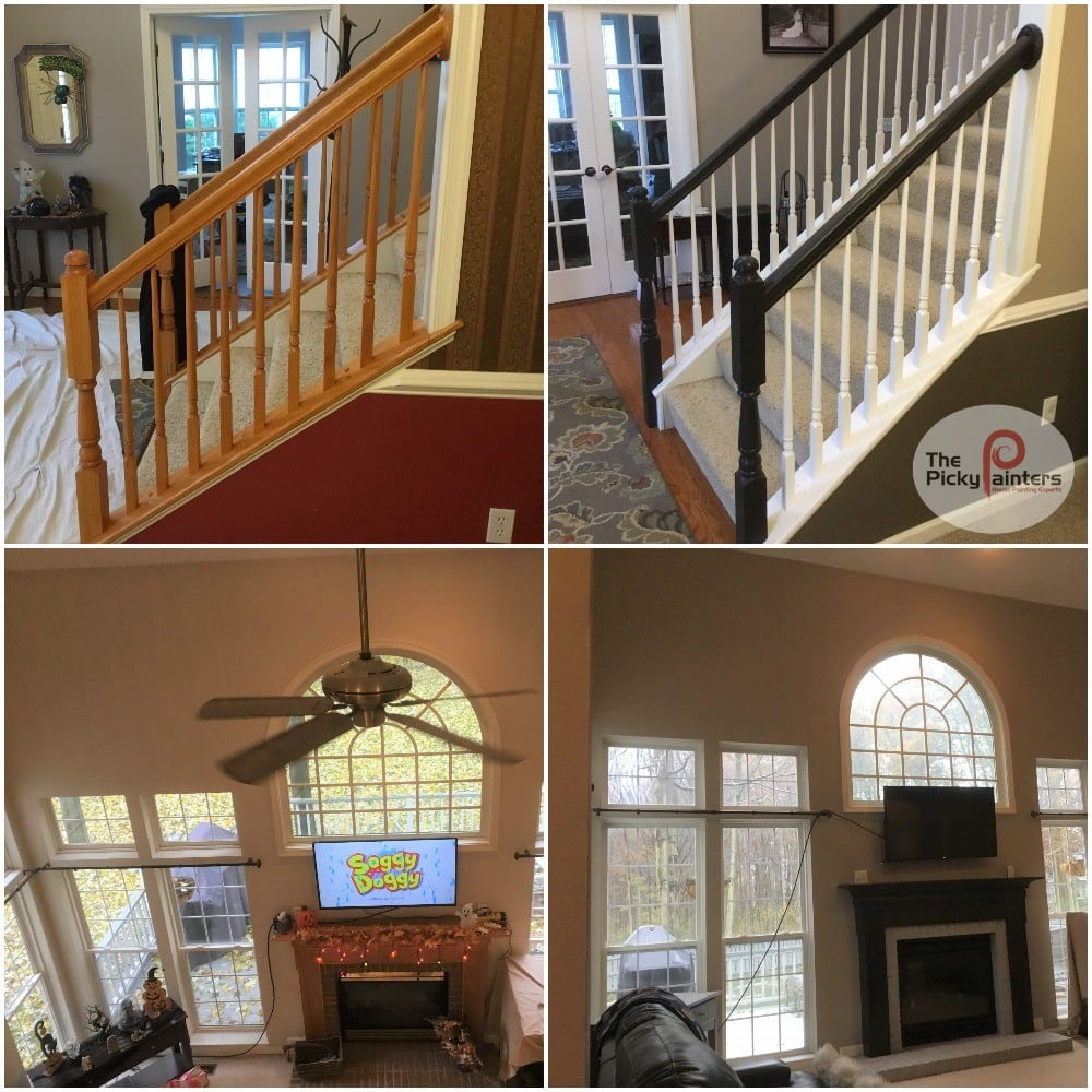 Professional interior painting of stairwell in Avon Lake home