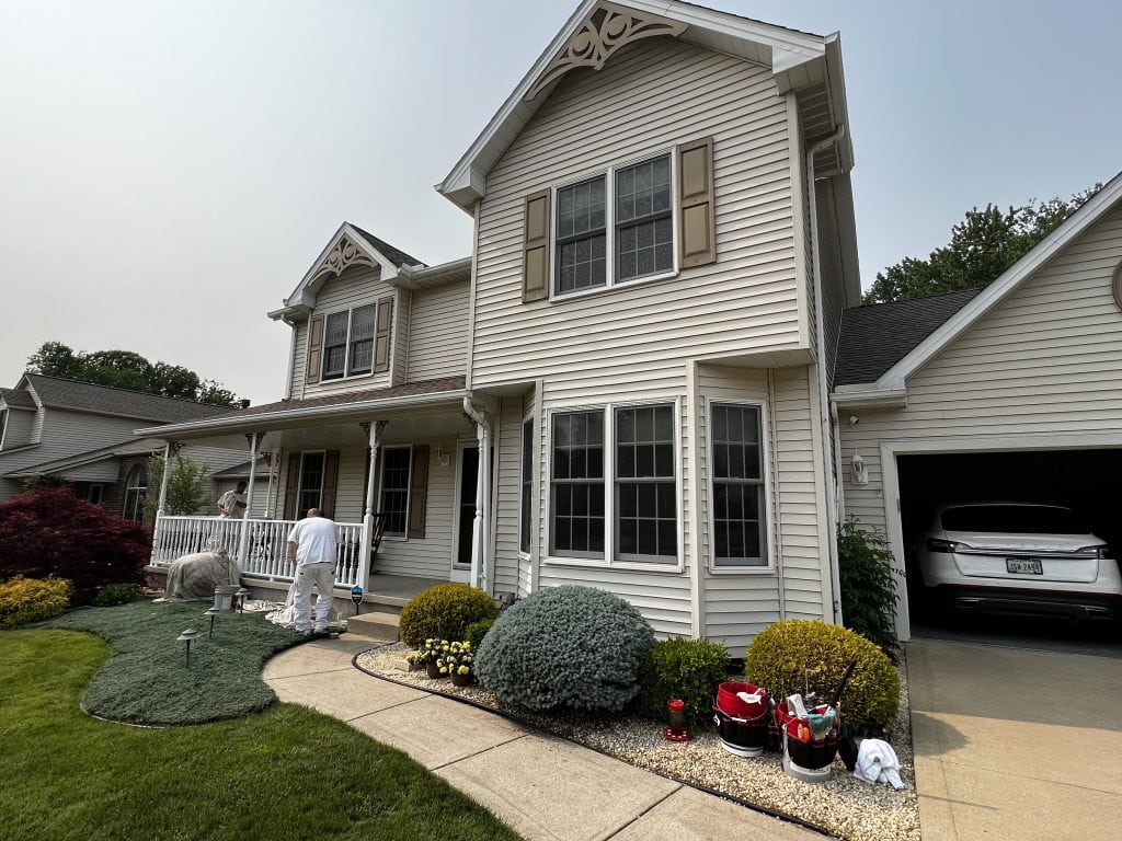 Strongsville home with exterior painting by The Picky Painters, showcasing a vibrant, high-quality finish for Cleveland weather