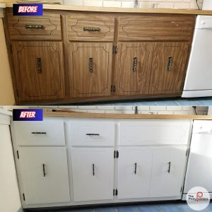 paint Formica kitchen cabinets before and after